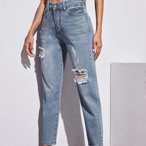 shein ripped wash crop jeans